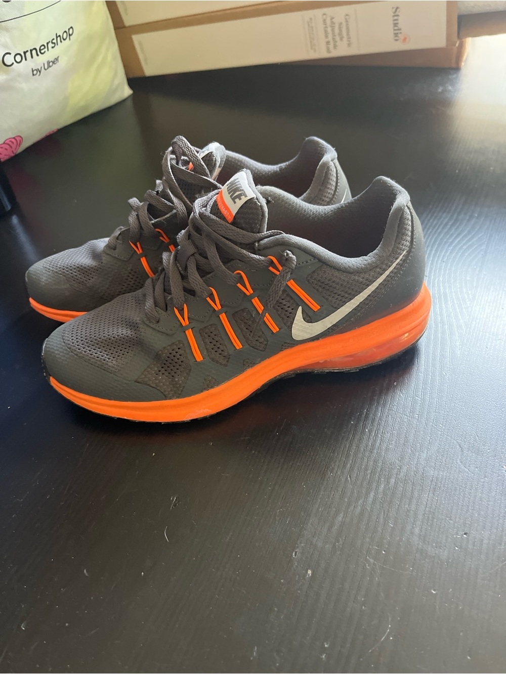 Nike Max Dynasty Kids Gray and Orange Athletic Sneakers
